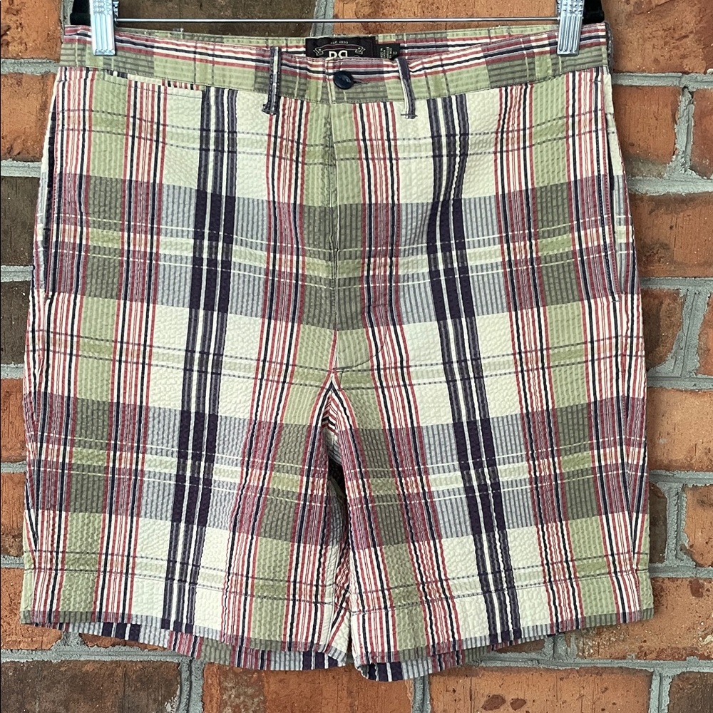 $295 RRL plaid seersucker shorts